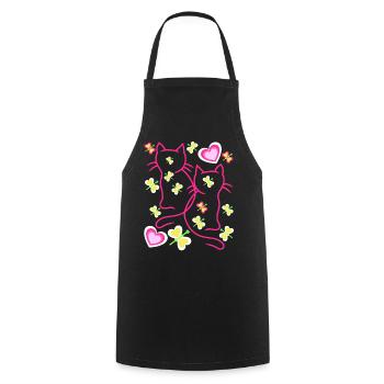 Cat Cats Kitten Valentine - Cooking Apron - black - Front - AI Model Male 185 dark (185cm)