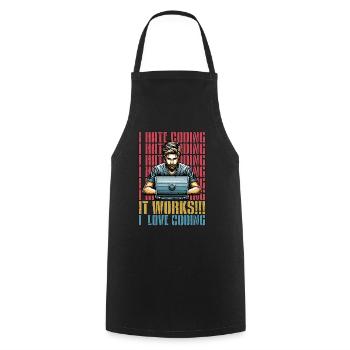 Coder I Hate Coding Developer Technology Coders - Cooking Apron - black - Front - AI Model Male 185 dark (185cm)