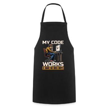 Coder My Code Works I Have No Idea Web Developer - Cooking Apron - black - Front - AI Model Male 185 dark (185cm)