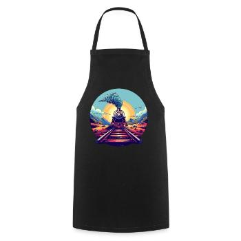 Railway Portrait - Cooking Apron - black - Front - AI Model Male 185 dark (185cm)