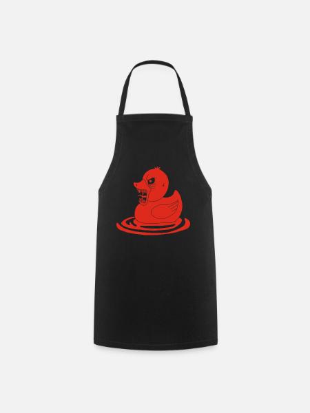 Rote dämonische Ente - Kochschürze - Schwarz