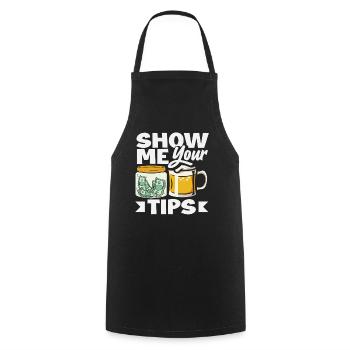 Montrez-moi vos conseils Barman Humour - Tablier de cuisine - noir - Devant - AI Model Male 185 dark (185cm)