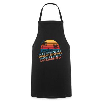 Californie Rêver Coucher de soleil Palmiers Horizon - Tablier de cuisine - noir - Devant - AI Model Male 185 dark (185cm)