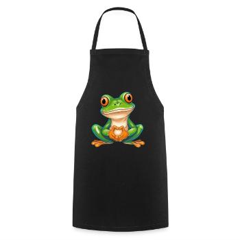 Grenouille joyeuse avec de grands yeux dans le style de dessin animé - Tablier de cuisine - noir - Devant - AI Model Male 185 dark (185cm)
