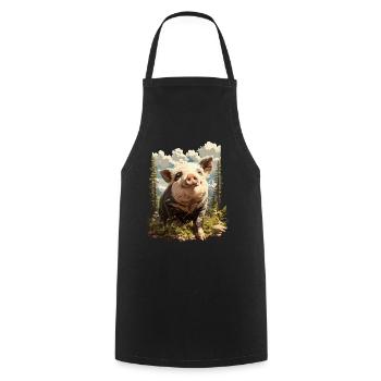 Schweine Schwein - Kochschürze - Schwarz - Vorne - AI Model Male 185 dark (185cm)