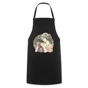 Knitting Woman Art Nouveau Gift - Cooking Apron - black - Front - AI Model Male 185 dark (185cm)