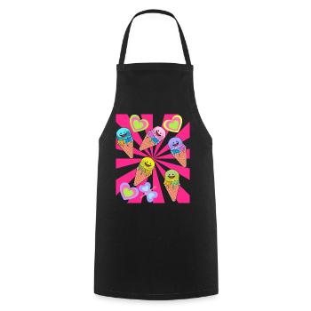 Cream Cream Retro 80s 90s Summer - Cooking Apron - black - Front - AI Model Male 185 dark (185cm)