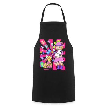 Kids Child Girl Bunny Chick Easter Retro - Cooking Apron - black - Front - AI Model Male 185 dark (185cm)