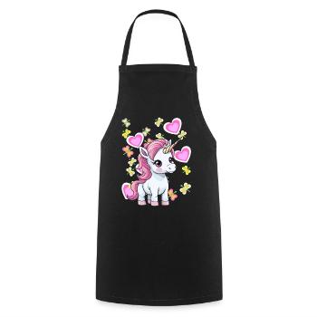 Unicorn Unicorns Horse Horses Children Child - Cooking Apron - black - Front - AI Model Male 185 dark (185cm)