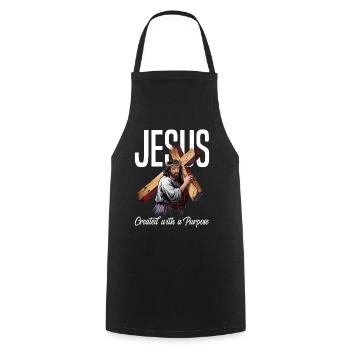 Jesus Created With A Purpose - Cooking Apron - black - Front - AI Model Male 185 dark (185cm)