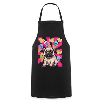 Dog Dog Pug Kids Child Cream Cream - Cooking Apron - black - Front - AI Model Male 185 dark (185cm)