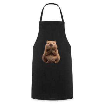 Relaxed Meditating Wombat In Yoga Pose - Cooking Apron - black - Front - AI Model Male 185 dark (185cm)