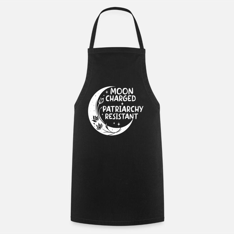 Moon chargée, résistante au patriarcat - Tablier de cuisine - noir