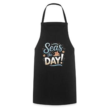 Seas The Day Maritimes Design mit Seestern und - Kochschürze - Schwarz - Vorne - AI Model Male 185 dark (185cm)