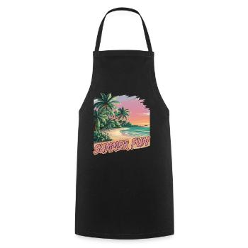 Sommer Spaß Strand Sonnenuntergang Palmen - Kochschürze - Schwarz - Vorne - AI Model Male 185 dark (185cm)