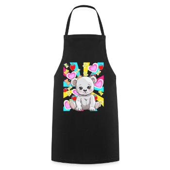 Ours en peluche rétro Ours ours Enfants Bébé des années 80 - Tablier de cuisine - noir - Devant - AI Model Male 185 dark (185cm)