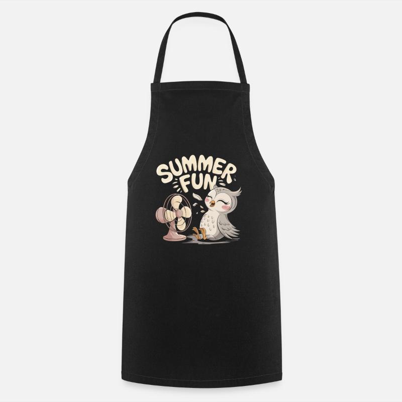 Summer Fun Eule mit Ventilator - Kochschürze - Schwarz