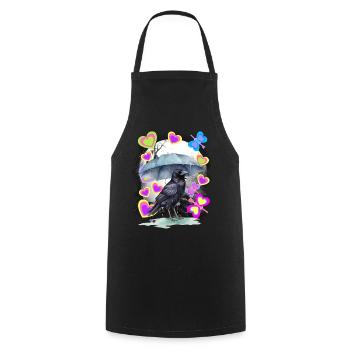 Spring Raven Retro Raven Crow Crows Vintage - Cooking Apron - black - Front - AI Model Male 185 dark (185cm)