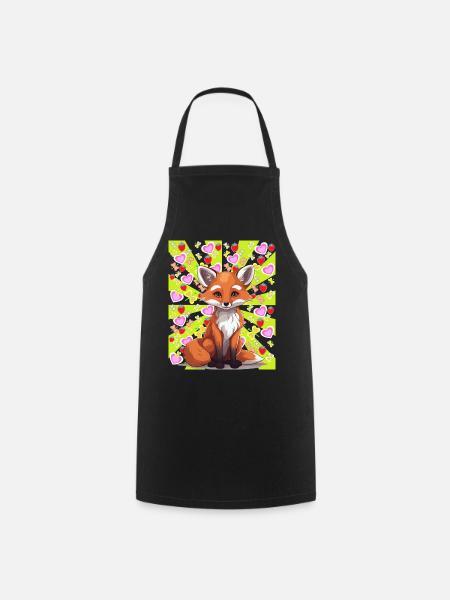 Fuchs Füchse Kinder Sommer Sommerzeit Retro bunt - Kochschürze - Schwarz