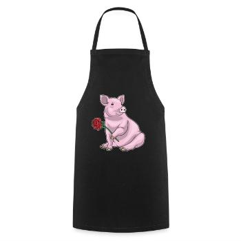 Pig Rose - Cooking Apron - black - Front - AI Model Male 185 dark (185cm)