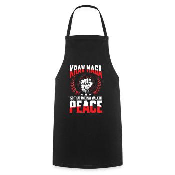 Krav Maga : Pour Que L’on Puisse Marcher En Paix - Tablier de cuisine - noir - Devant - AI Model Male 185 dark (185cm)