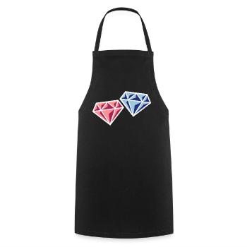 Couple de diamants (symbole de mariage de jeunes mariés / NEG) - Tablier de cuisine - noir - Devant - AI Model Male 185 dark (185cm)