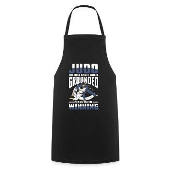 Judo: The Only Sport Where Grounded Means You're - Cooking Apron - black - Front - AI Model Male 185 dark (185cm)