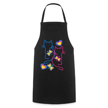 Chat Chats Rétro Vintage Années 80 Années 90 - Tablier de cuisine - noir - Devant - AI Model Male 185 dark (185cm)