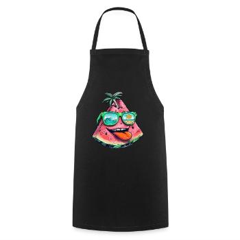 Wassermelone Sommerparty Paradies mit Palmen und - Kochschürze - Schwarz - Vorne - AI Model Male 185 dark (185cm)