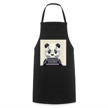 Panda Mugshot – Tierisch erwischt! - Kochschürze - Schwarz - Vorne - AI Model Male 185 dark (185cm)