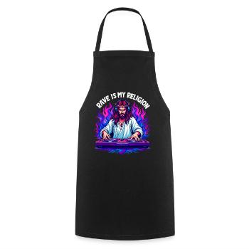 Rave Techno House Party EDM Festival Goa Electro - Kochschürze - Schwarz - Vorne - AI Model Male 185 dark (185cm)