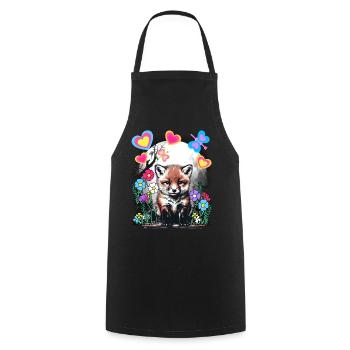 Printemps Rétro Renards Renards Début de printemps - Tablier de cuisine - noir - Devant - AI Model Male 185 dark (185cm)