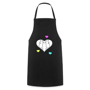 Retro Cats Cat Valentine Heart Hearts Vintage - Cooking Apron - black - Front - AI Model Male 185 dark (185cm)