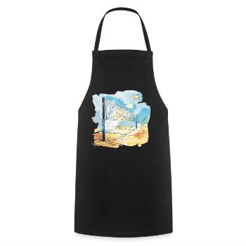 Volleyball court - Cooking Apron - black - Front - AI Model Male 185 dark (185cm)