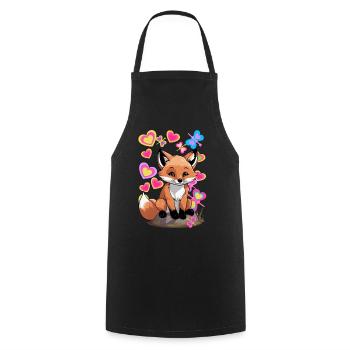 Renard, Animaux De La Forêt, Renards, Printemps, Papillons - Tablier de cuisine - noir - Devant - AI Model Male 185 dark (185cm)