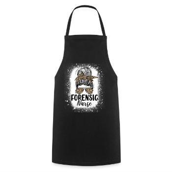 Forensic Nurse Messy Bun Leopard Funny Medical - Cooking Apron - black - Front - AI Model Male 185 dark (185cm)
