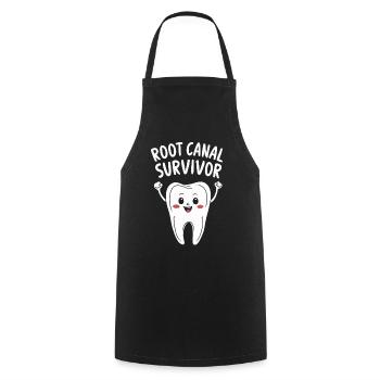 Canal radiculaire Survivor Tooth Dentiste Funny Dental - Tablier de cuisine - noir - Devant - AI Model Male 185 dark (185cm)