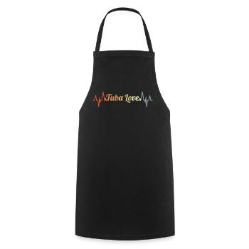 Tuba Love Heart Line ECG - Cooking Apron - black - Front - AI Model Male 185 dark (185cm)