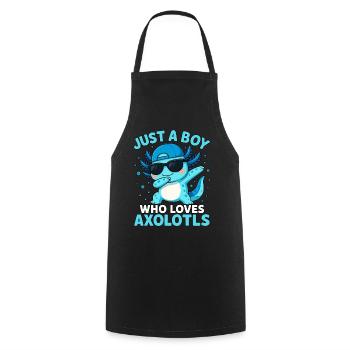 Axolotl, Dabbind Axolotl, Lustiges Anime Kawaii - Kochschürze - Schwarz - Vorne - AI Model Male 185 dark (185cm)