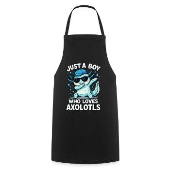 Axolotl, Dabbind Axolotl, Lustiges Anime Kawaii - Kochschürze - Schwarz - Vorne - AI Model Male 185 dark (185cm)