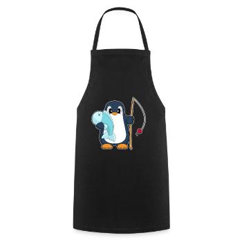 Pinguin Angler Fisch Angeln - Kochschürze - Schwarz - Vorne - AI Model Male 185 dark (185cm)