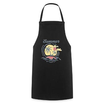 Tropical Summer Sunset Landscape - Cooking Apron - black - Front - AI Model Male 185 dark (185cm)