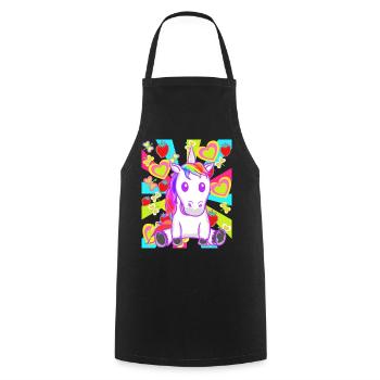 Sommer Retro Einhorn Einhörner Erdbeeren Obst - Kochschürze - Schwarz - Vorne - AI Model Male 185 dark (185cm)