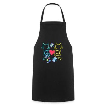 Chats Hippie Rétro Chat Paix Vintage Hippies - Tablier de cuisine - noir - Devant - AI Model Male 185 dark (185cm)