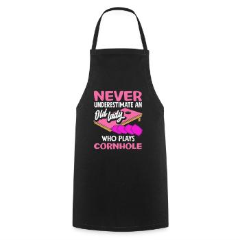 Cornhole Lover Old Lady - Cooking Apron - black - Front - AI Model Male 185 dark (185cm)