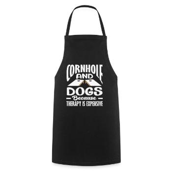 Cornhole et plaisir des amoureux des chiens - Tablier de cuisine - noir - Devant - AI Model Male 185 dark (185cm)