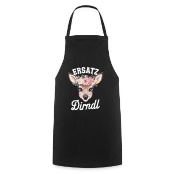 Ersatz Dirndl Blumenkranz Hirschkopf Illustration - Kochschürze - Schwarz - Vorne - AI Model Male 185 dark (185cm)