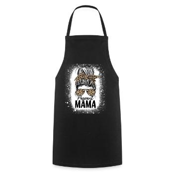 Pageant Mama Glitz Glam Messy Bun Leopard Funny - Cooking Apron - black - Front - AI Model Male 185 dark (185cm)