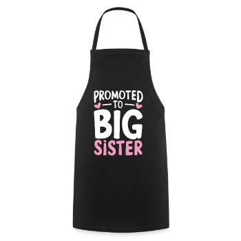 Promoted to Big Sister Funny Sibling Sister - Cooking Apron - black - Front - AI Model Male 185 dark (185cm)