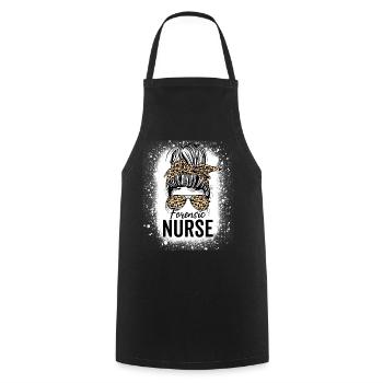 Forensic Nurse Messy Bun Leopard Funny Medical - Cooking Apron - black - Front - AI Model Male 185 dark (185cm)